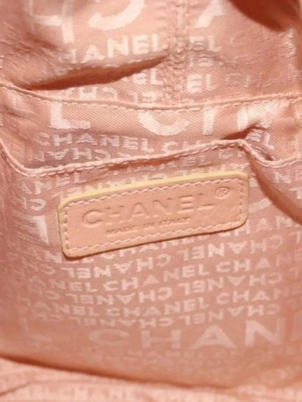 CHANEL Choco Bar Hand Bag Leather Beige CC Auth 179026A